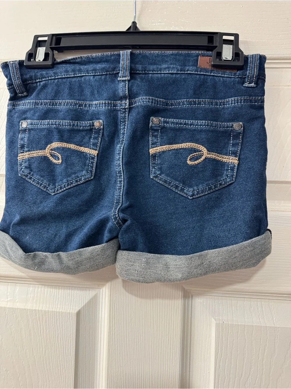 Justice Premium Denim Roll-Cuff Shorts with Heart Accent Size 12R Good Condition